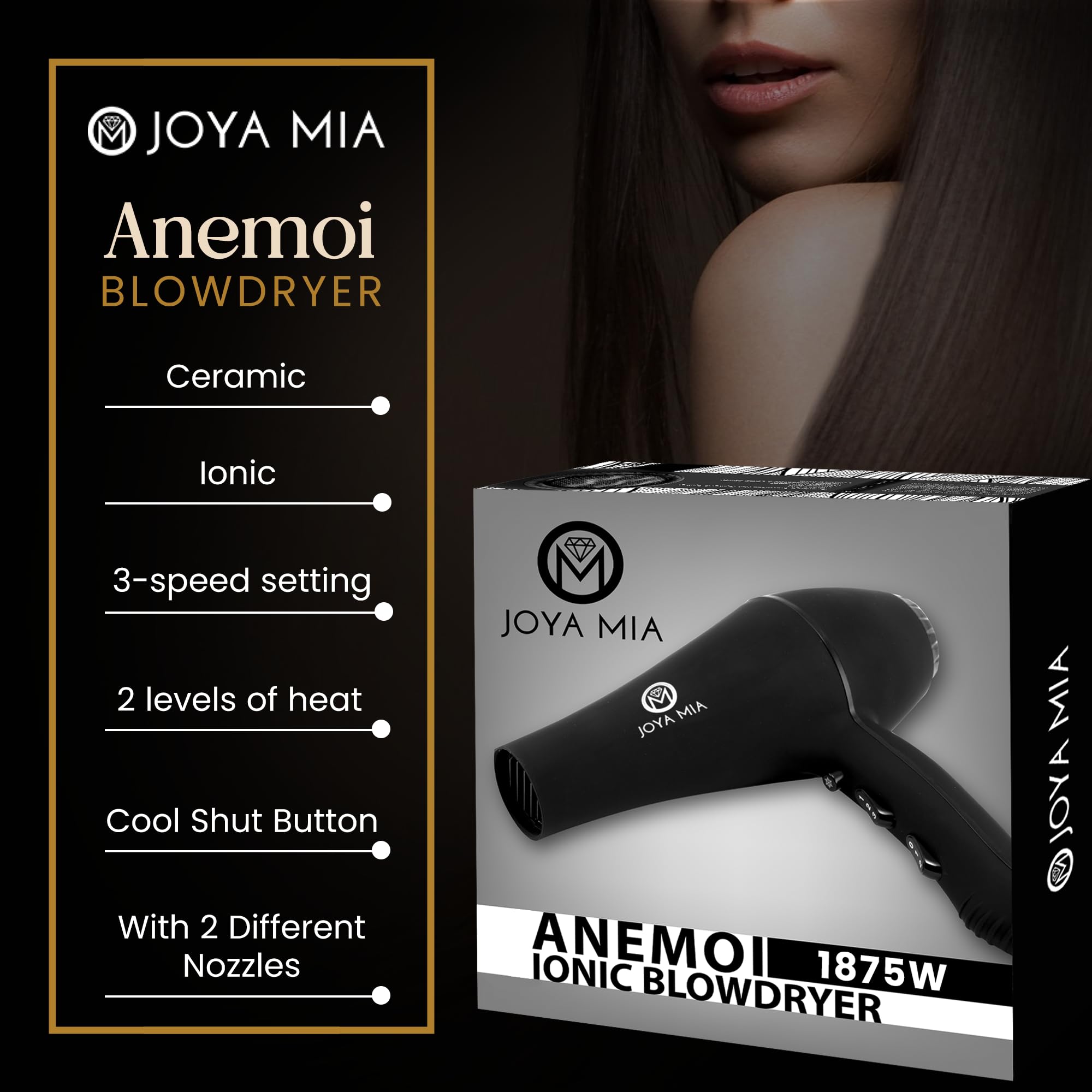Amazon.com : JOYA MIA Anemoi 1875W Ceramic Hair Dryer with